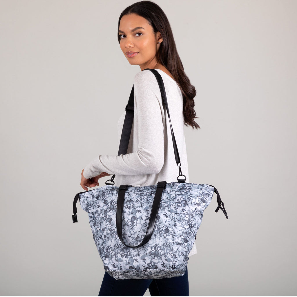 GreaterGood Paw Print Shoulder Tote Bag with Faux Leather Handles