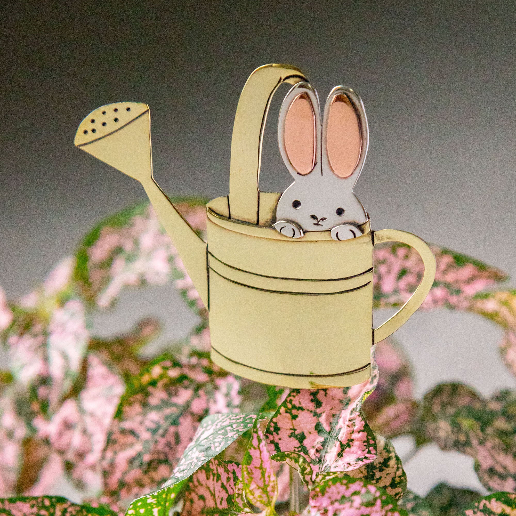 Sweet Bunnies Mixed Metal Plant Stake by GreaterGood - Handmade in Mexico