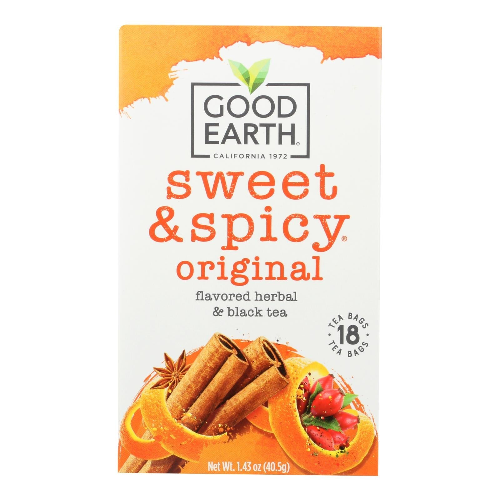 Good Earth Sweet & Spicy Herbal Black Tea, 6 Boxes, 18 Ct Each