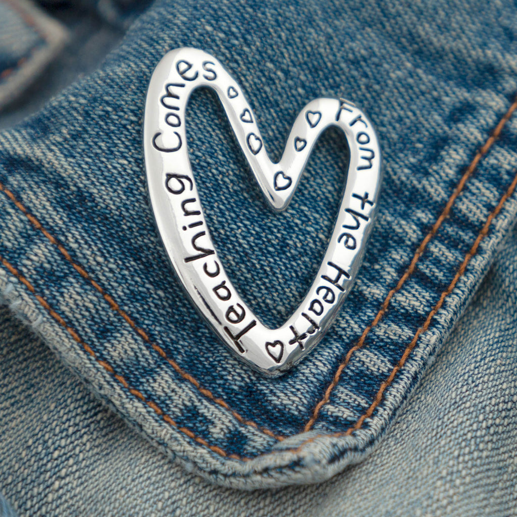 GreaterGood Teaching Comes From the Heart Silver-Tone Heart Fashion Pin