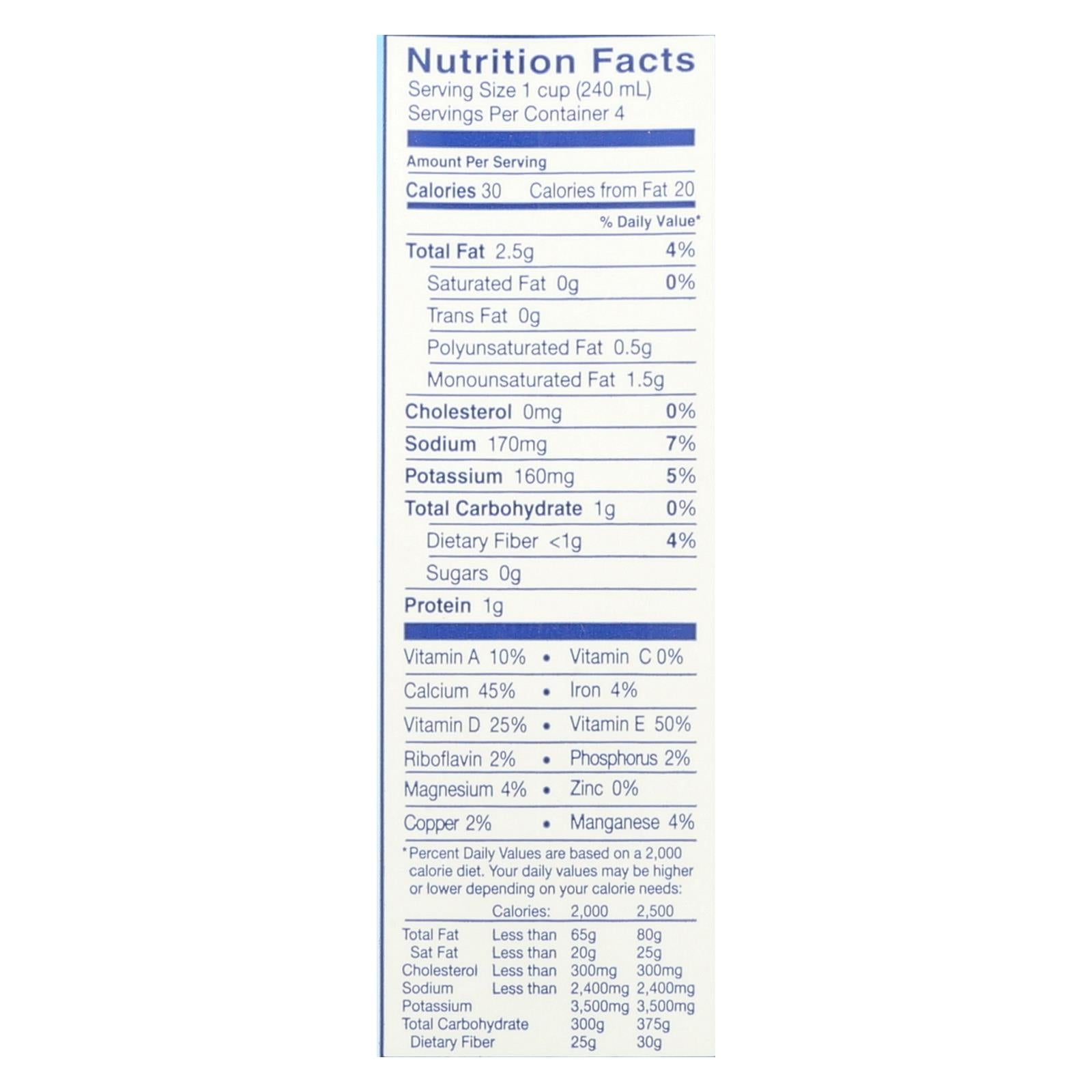 Almond Breeze Unsweetened Vanilla Almond Milk, 12x32 Fl Oz
