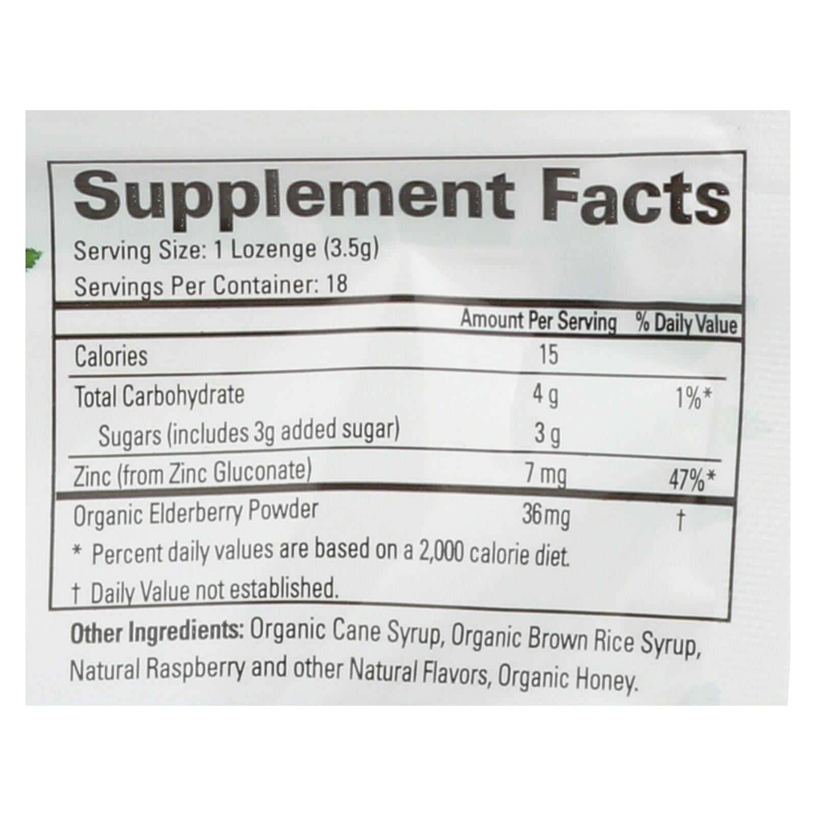 Zinc Lozenges - Elderberry Raspberry, 18 Count