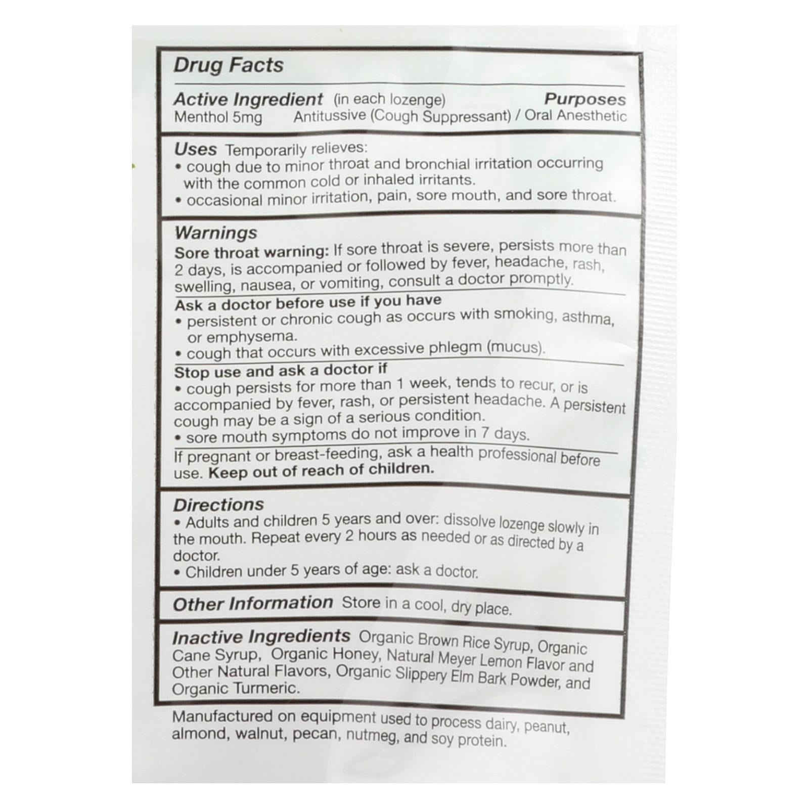 Quantum Organic Cough Lozenges - Meyer Lemon & Honey 18ct