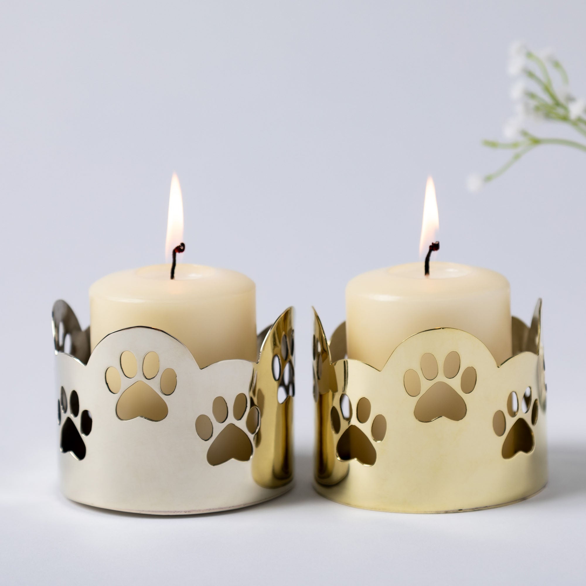 Paw Print Mixed Metal Candle Holder - Handcrafted GreaterGood Home Accent