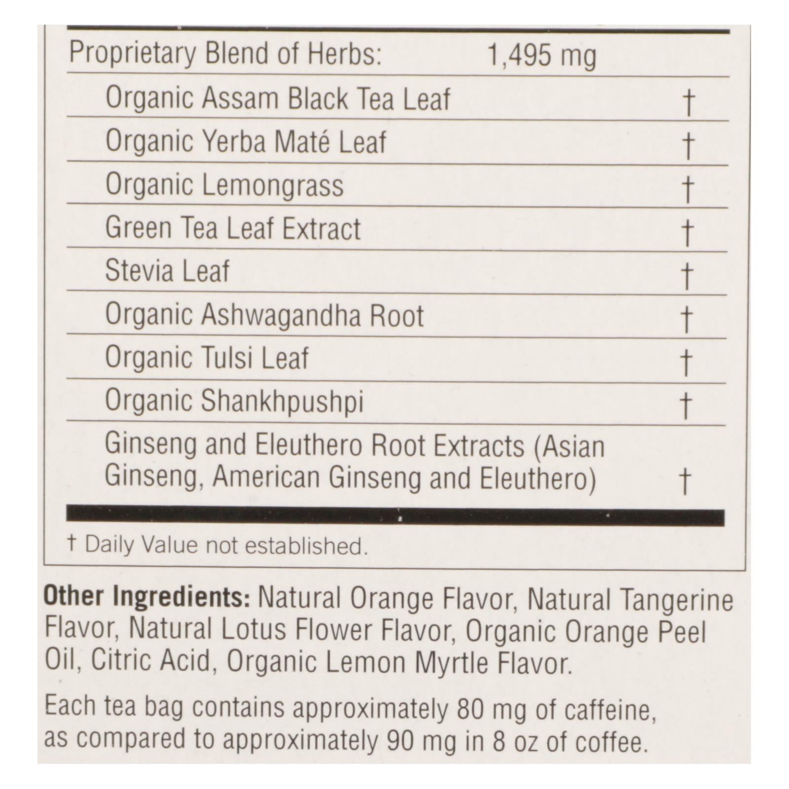 Yogi Sweet Tangerine Energy Herbal Tea, 16 Bags, Case of 6