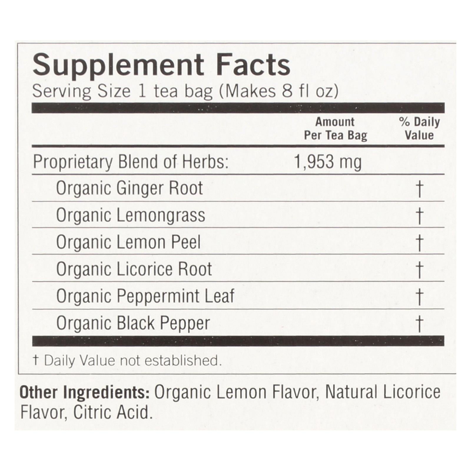 Yogi Lemon Ginger Herbal Tea, Caffeine Free, 6x16 Bags