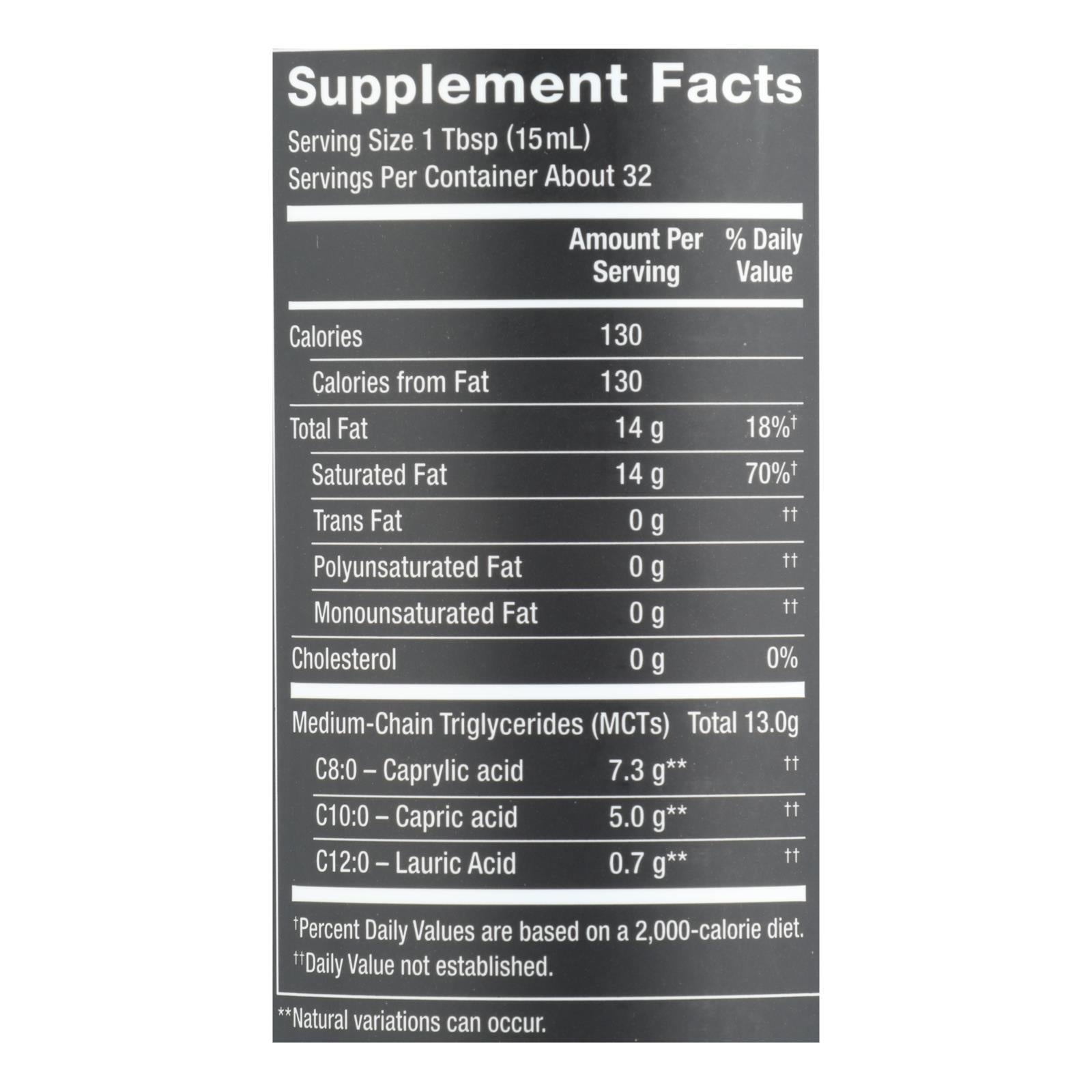 Nutiva Organic Unflavored MCT Oil from Coconut, 16 fl oz