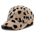 Leopard Print Fleece Baseball Cap - Winter Style