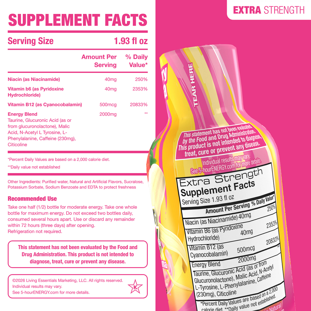Strawberry Banana Flavor Extra Strength 5-hour ENERGY Shots