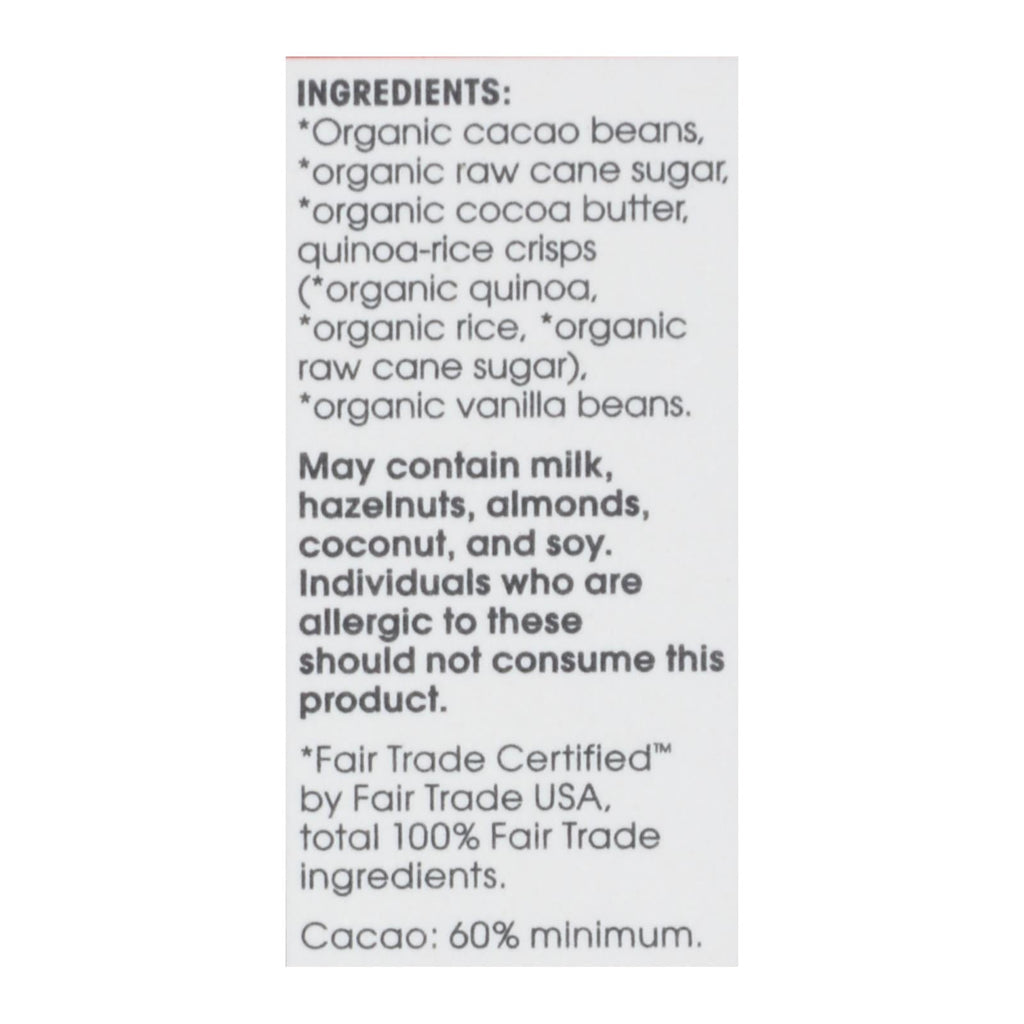 Alter Eco Organic Dark Quinoa Chocolate Bar, 2.82oz, 12-Pack