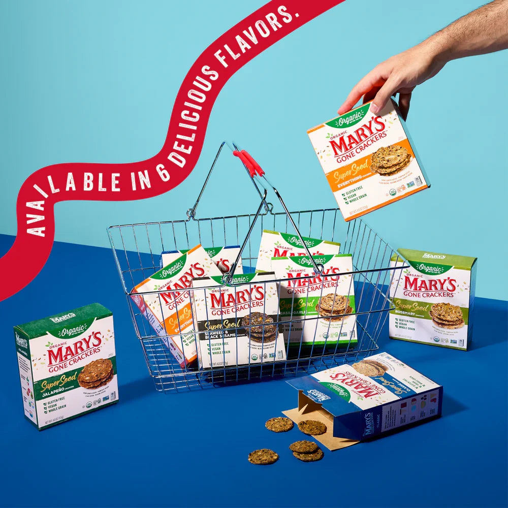 Mary's Gone Crackers Jalapeno Seed Crackers - Case of 6 Boxes (4 oz Each) Organic Gluten-Free