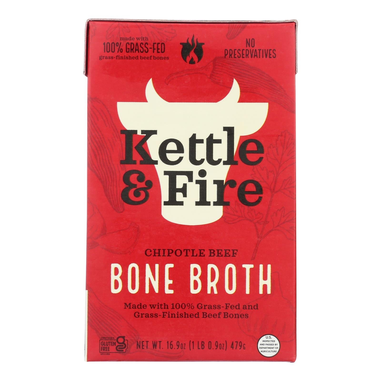 Kettle & Fire Chipotle Beef Bone Broth, 6 Pack, 16.9 Oz