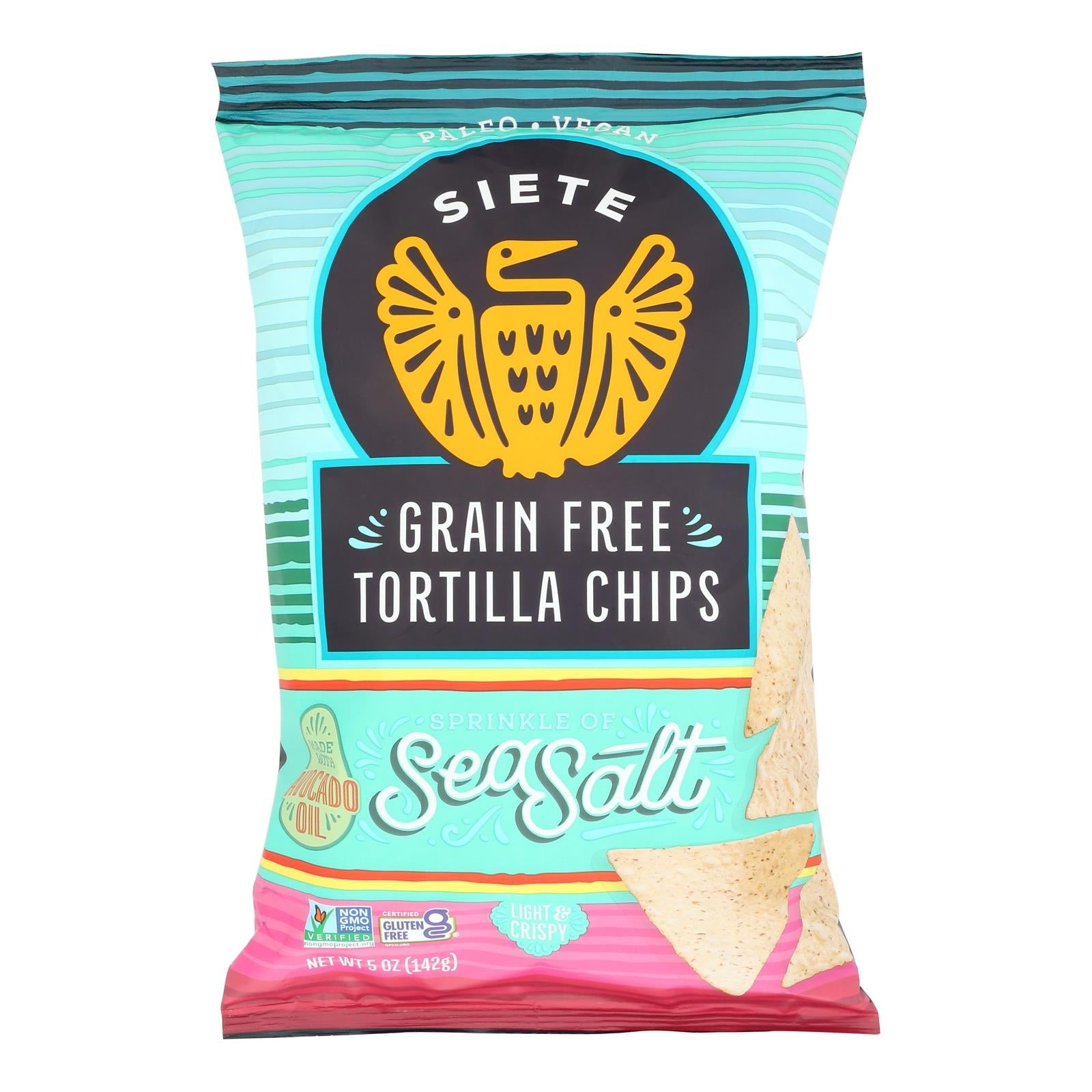 Siete Tortilla Chip - Sea Salt - Case Of 12 - 5 Oz