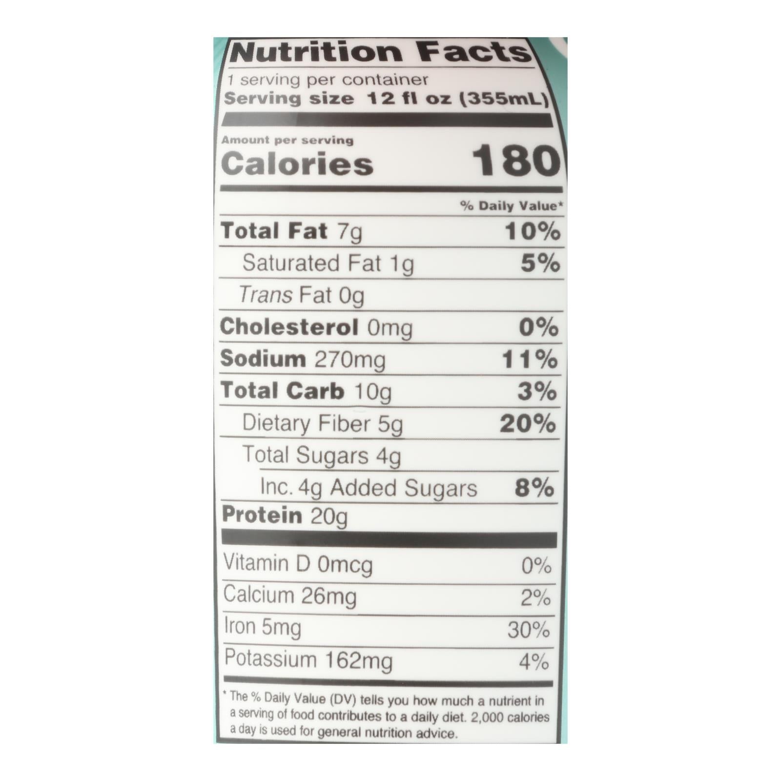 Only What You Need - Plant Based Protein Shake - Dark Chocolate - Case Of 12 - 12 Fl Oz.