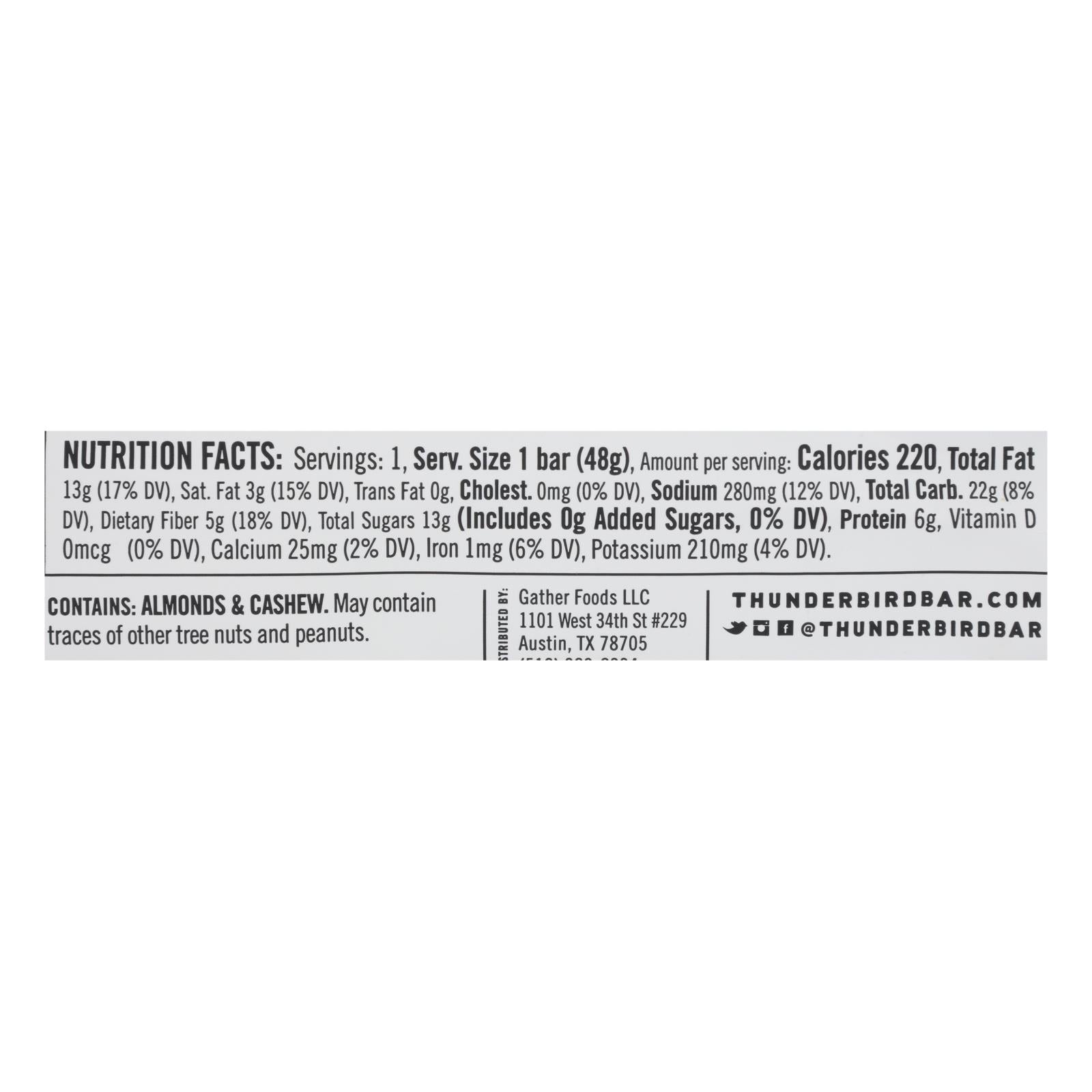 Thunderbird Almond Butter Sea Salt Bars, 12-Pack