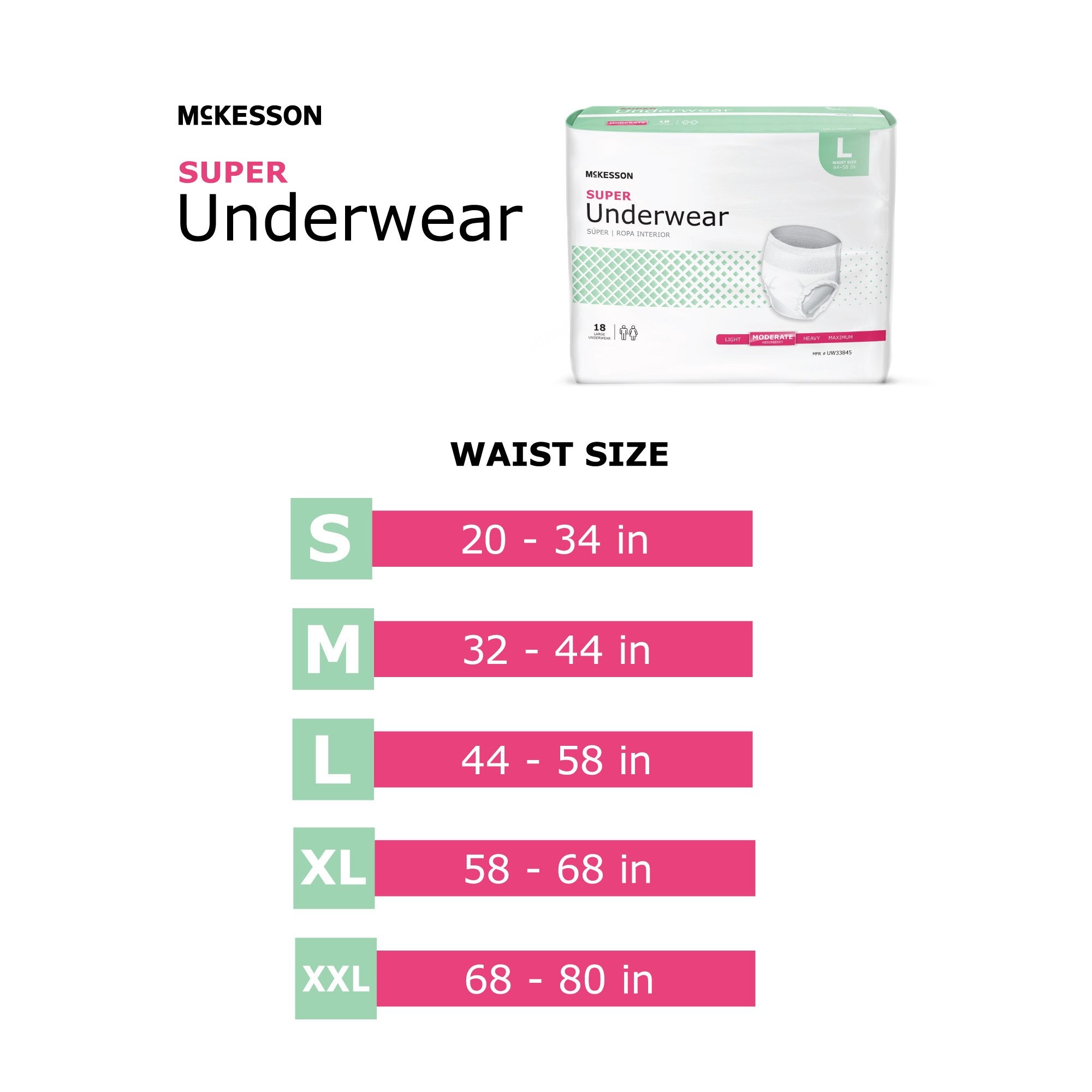 McKesson Super Moderate Absorbency Incontinence Underwear, Small UW33843