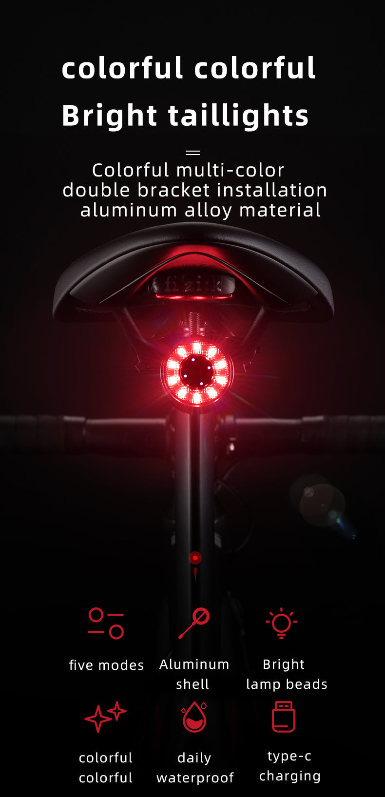 ROCKBROS Multiple Color Bike Tail Light Q1