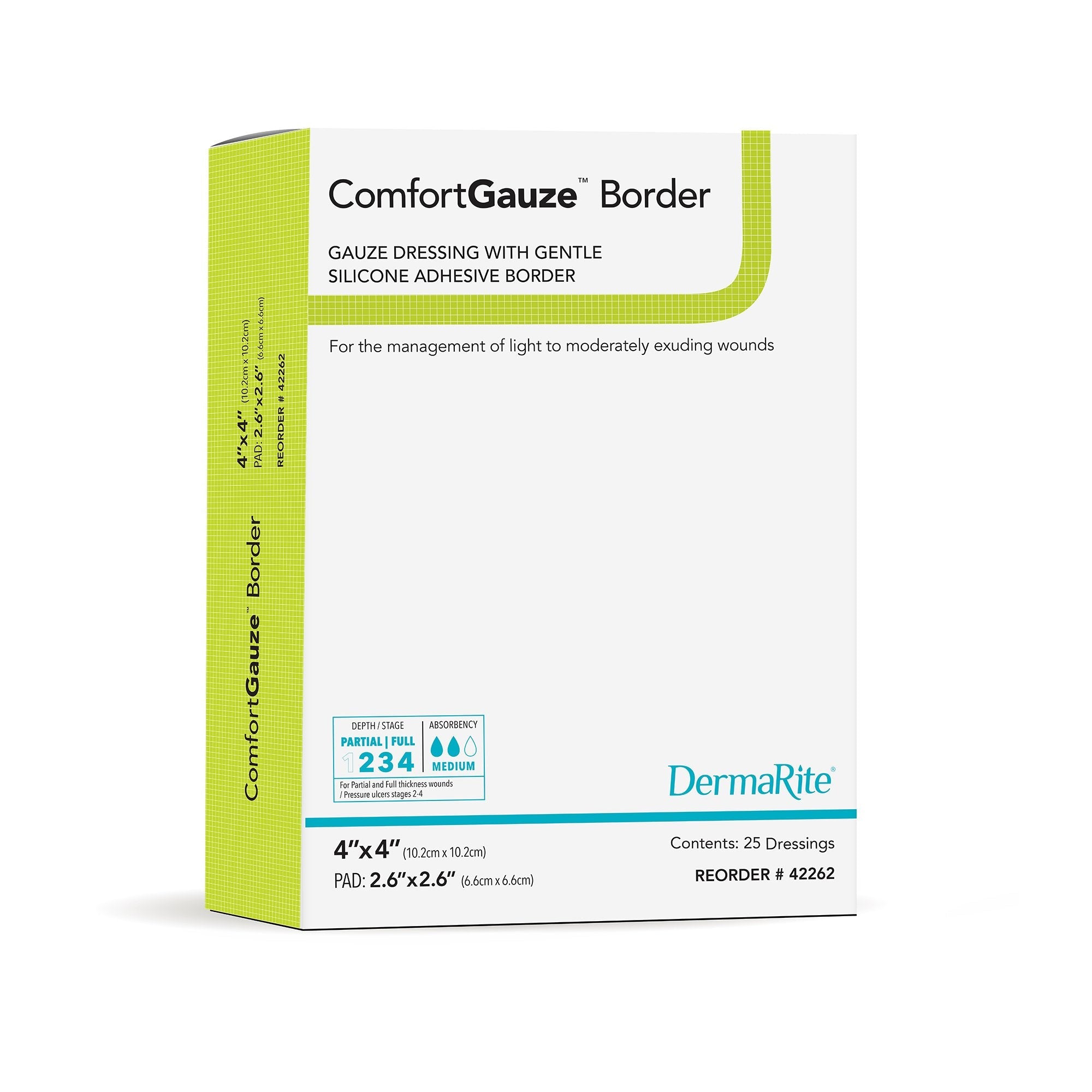 ComfortGauze™ Island Dressing with Silicone Border, 4 x 4 Inch 42262