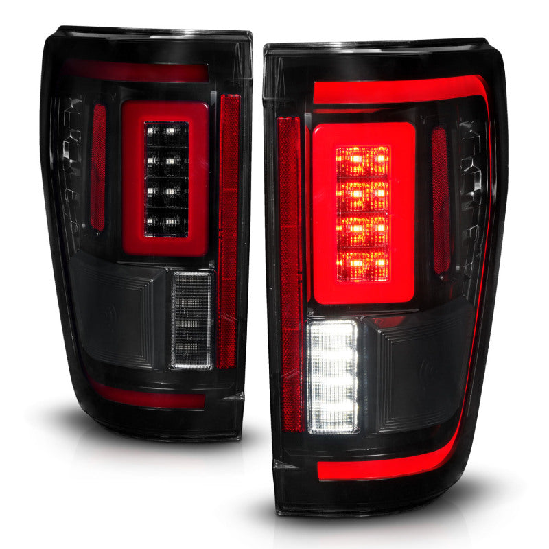 ANZO 21-23 Ford F-150 LED Taillights Seq. Signal w/BLIS Cover - Black Smoke 311474