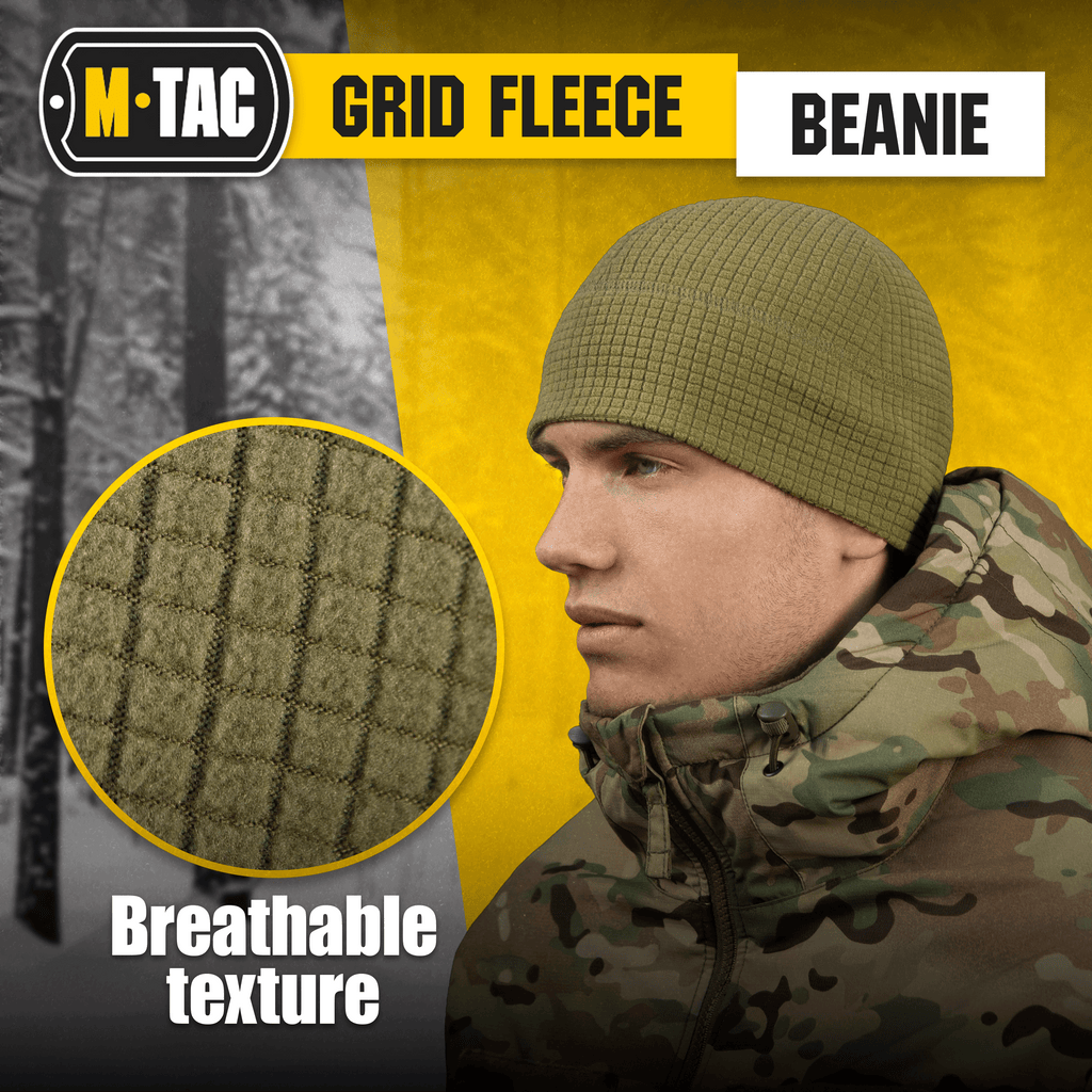 M-Tac Grid Fleece Beanie Breathable Hat Lightweight Scull Cap