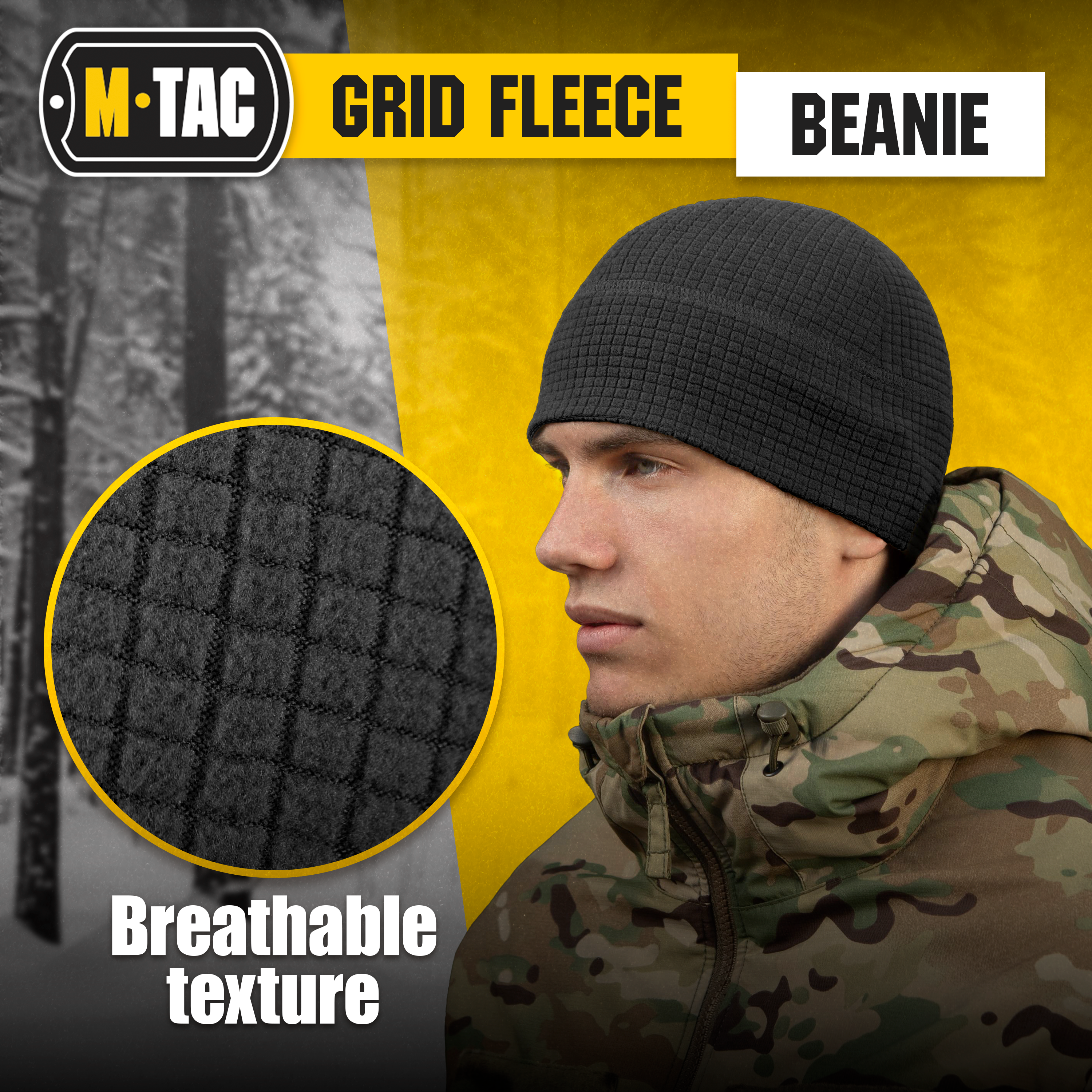 M-Tac Grid Fleece Beanie Breathable Hat Lightweight Scull Cap