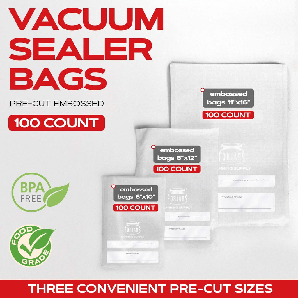 100 Count 6x9 Vacuum Sealer Bags - Textured on Both Sides, 7.5 Mil Thickness