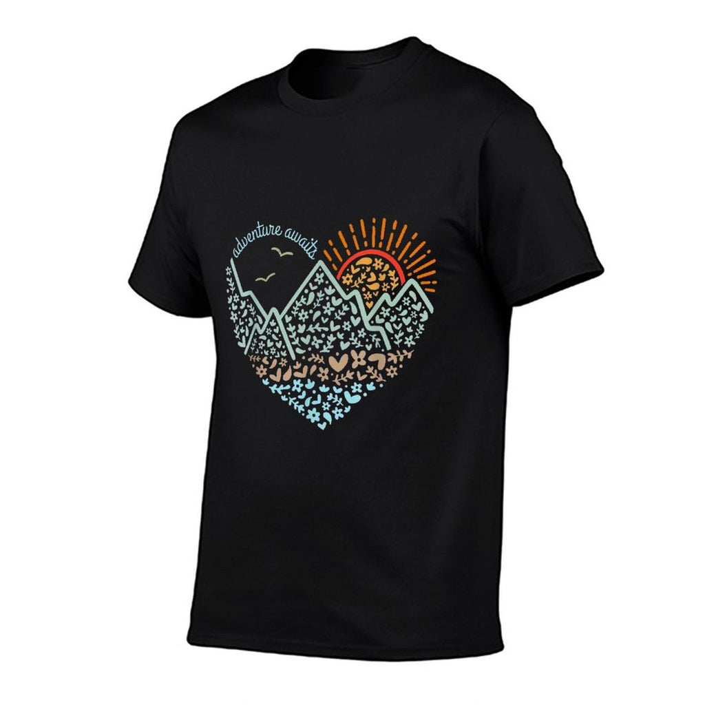 Adventure Awaits Heart  Heathered Texture T-Shirt