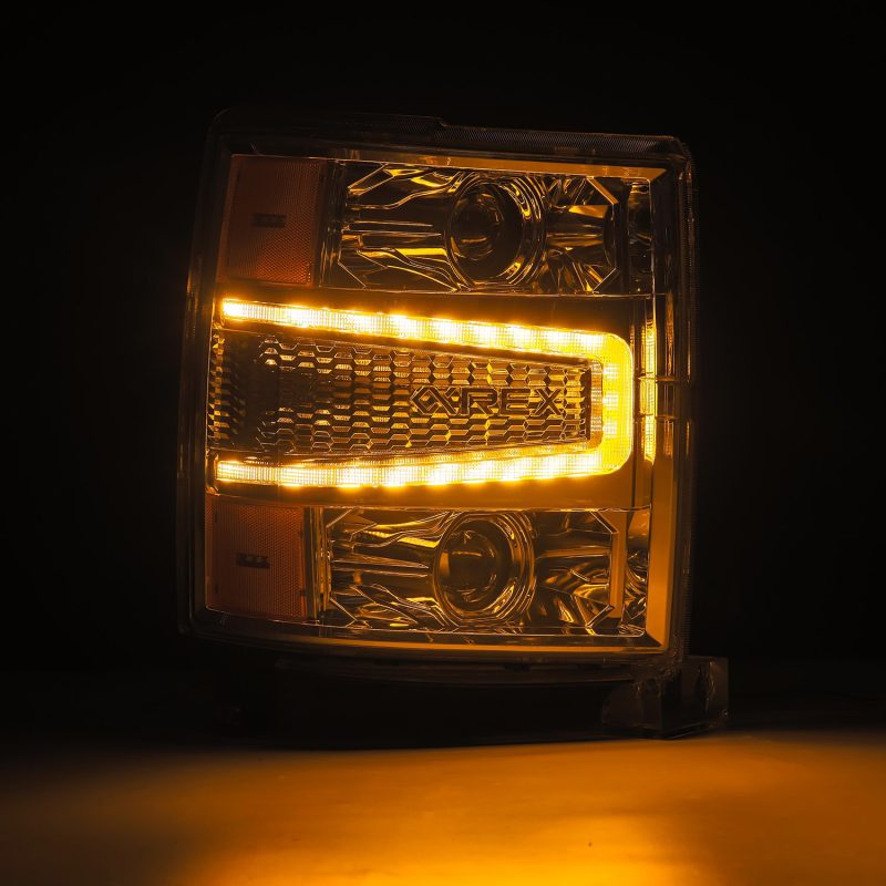 AlphaRex 04-15 Chevy 1500HD LUXX LED Proj Headlights Chrome w/Seq Activation Light / Seq Signal 880243 *Discontinued