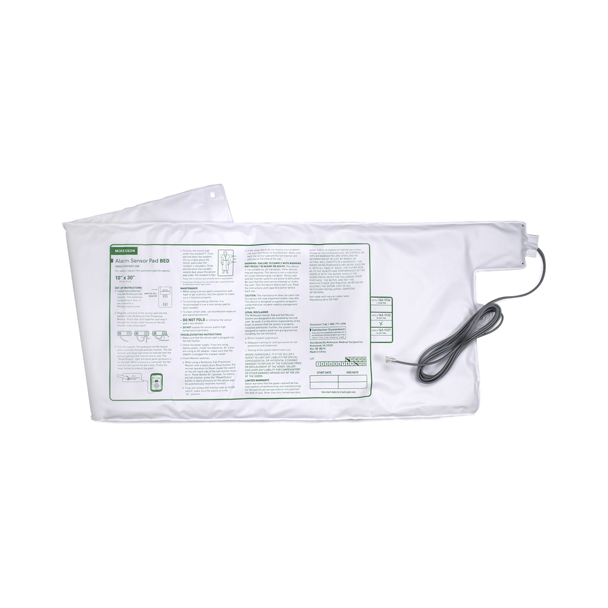 McKesson Bed Alarm Sensor Pad, 10 x 30 Inch 162-1132