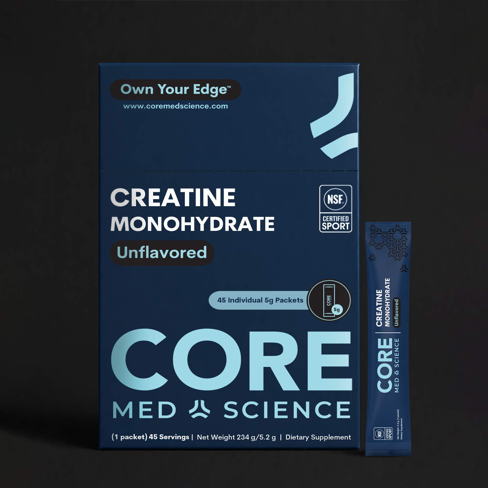 Creatine Monohydrate (45 Single-Serve Stick Packs)