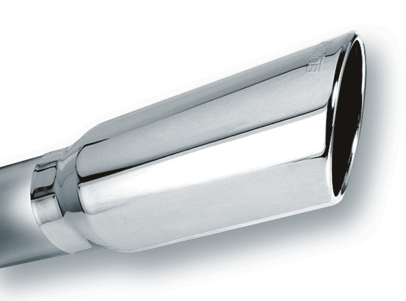 Borla 4in Inlet 5in Round Rolled Angle Cut w/ Clamp x 14in Long Exhaust Tip 20249