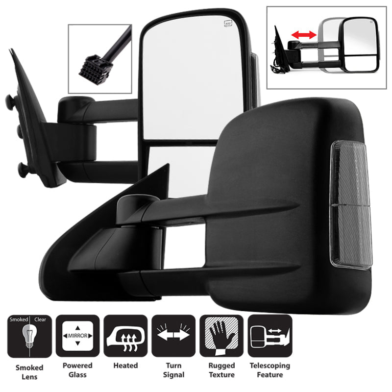 SPYDER xTune Chevy Silverado 14-15 POWER Heated LED Signal Telescoping Mirror - SET MIR-CSIL14S-PWH-SM-SET 9936371