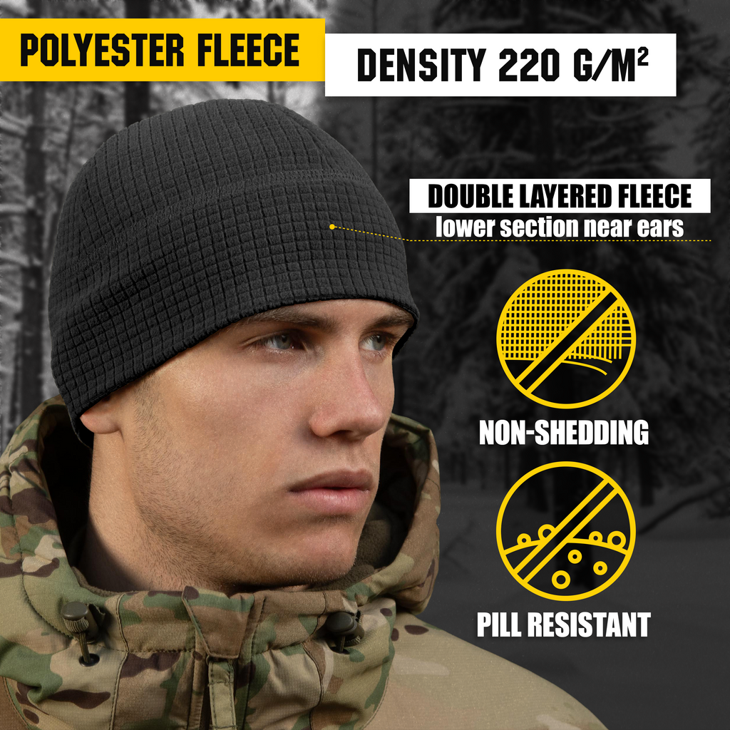 M-Tac Grid Fleece Beanie Breathable Hat Lightweight Scull Cap