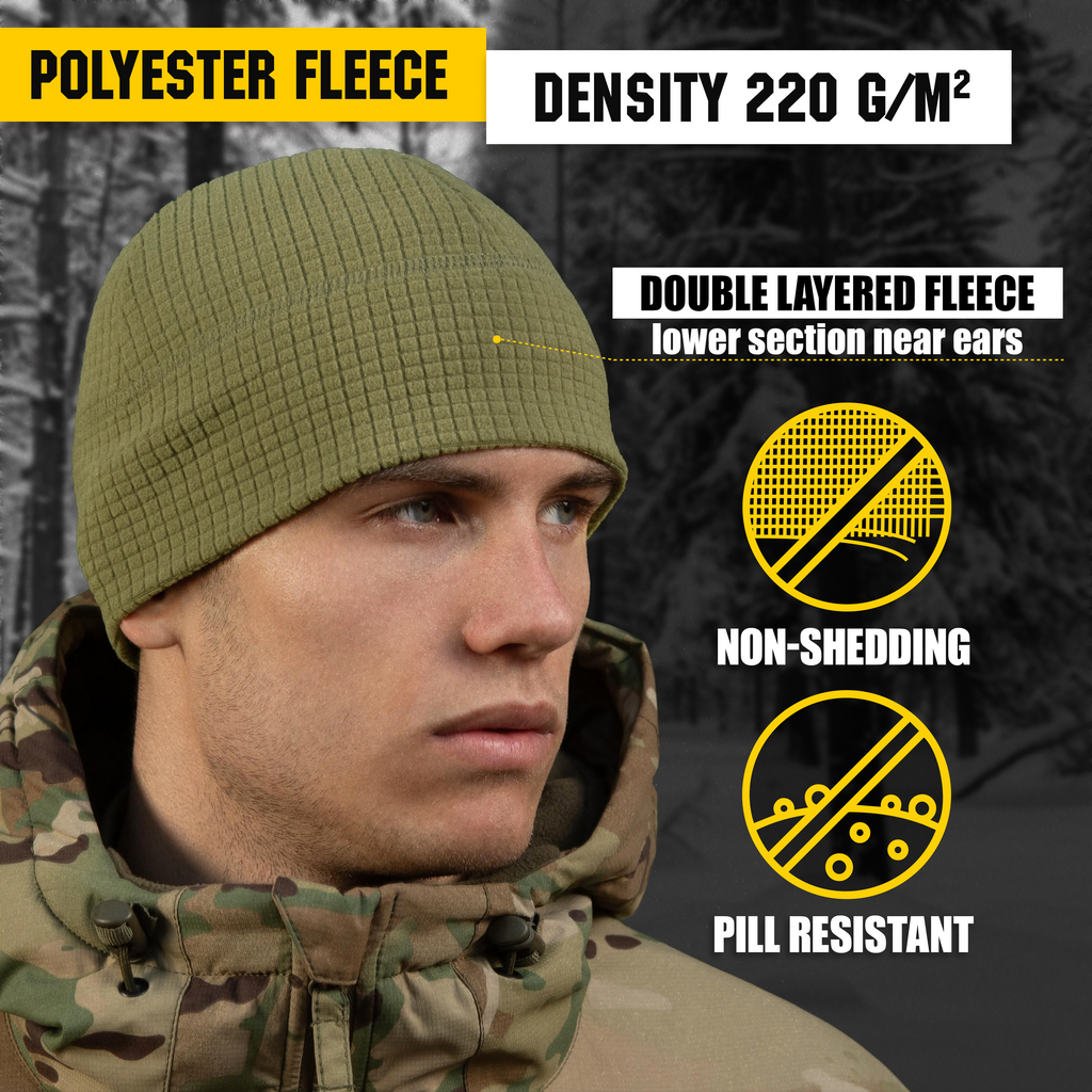 M-Tac Grid Fleece Beanie Breathable Hat Lightweight Scull Cap