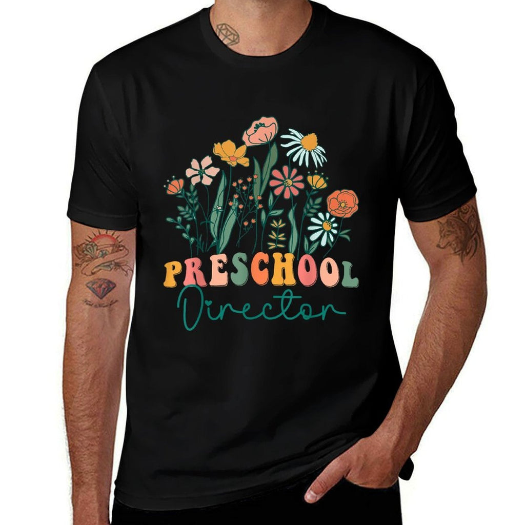 Groovy Wildflower Preschool Directors  Rolled Sleeves T-Shirt