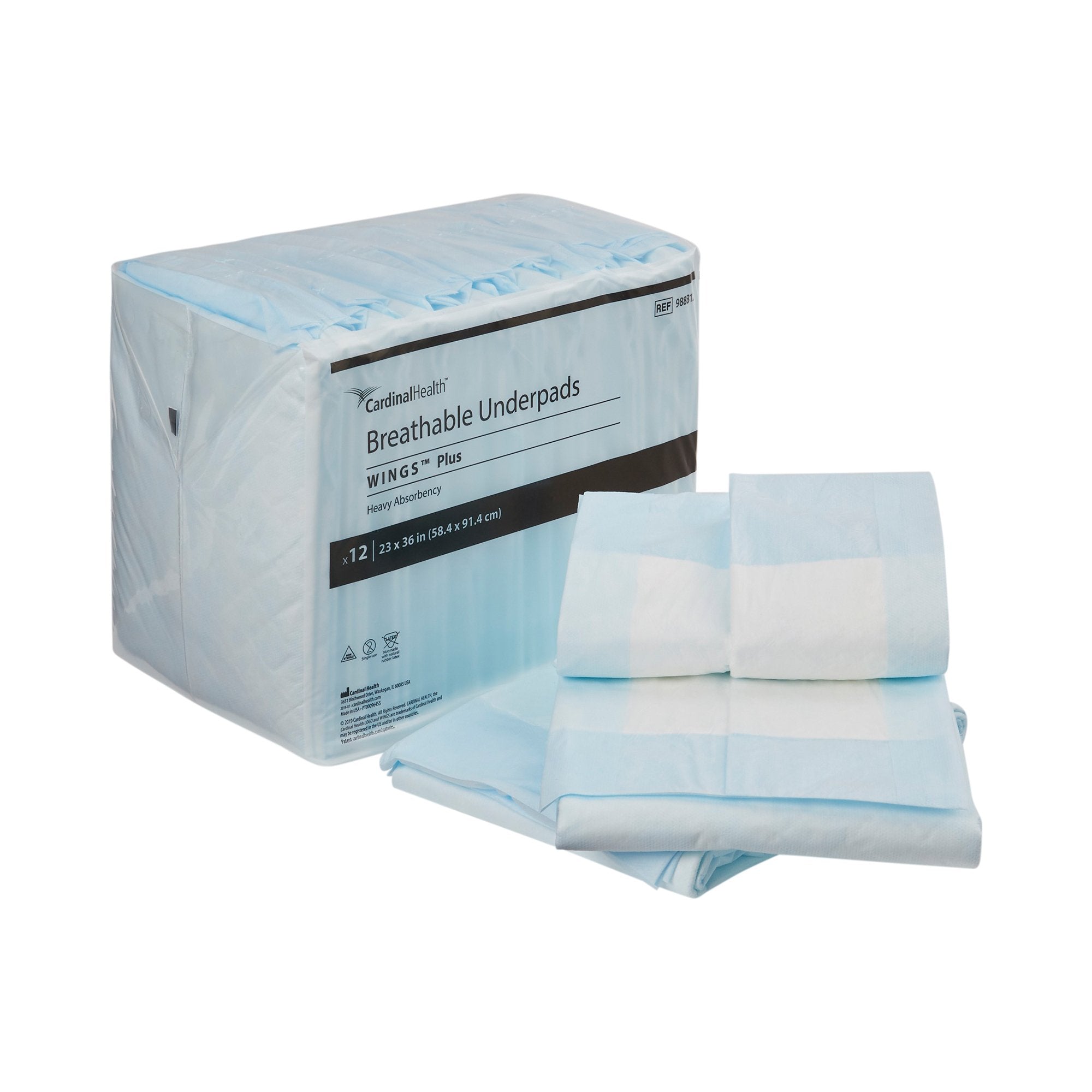 Wings™ Breathable Plus Low Air Loss Underpad, 23 x 36 Inch 988B12