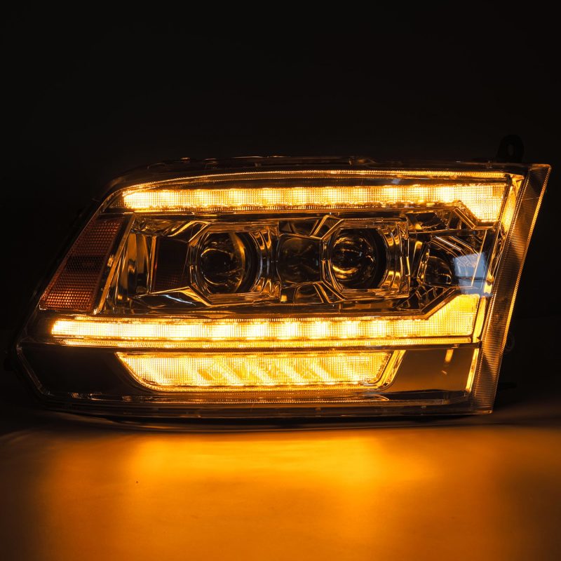AlphaRex 09-18 Ram 1500 PRO-Series Proj Headlights Chrome w/ Sequential Signal and Top/Middle DRL 880562 *Discontinued
