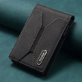 Smooth Leather Button-operated Automatic Pop-up Card Case With Elastic Band Wallet