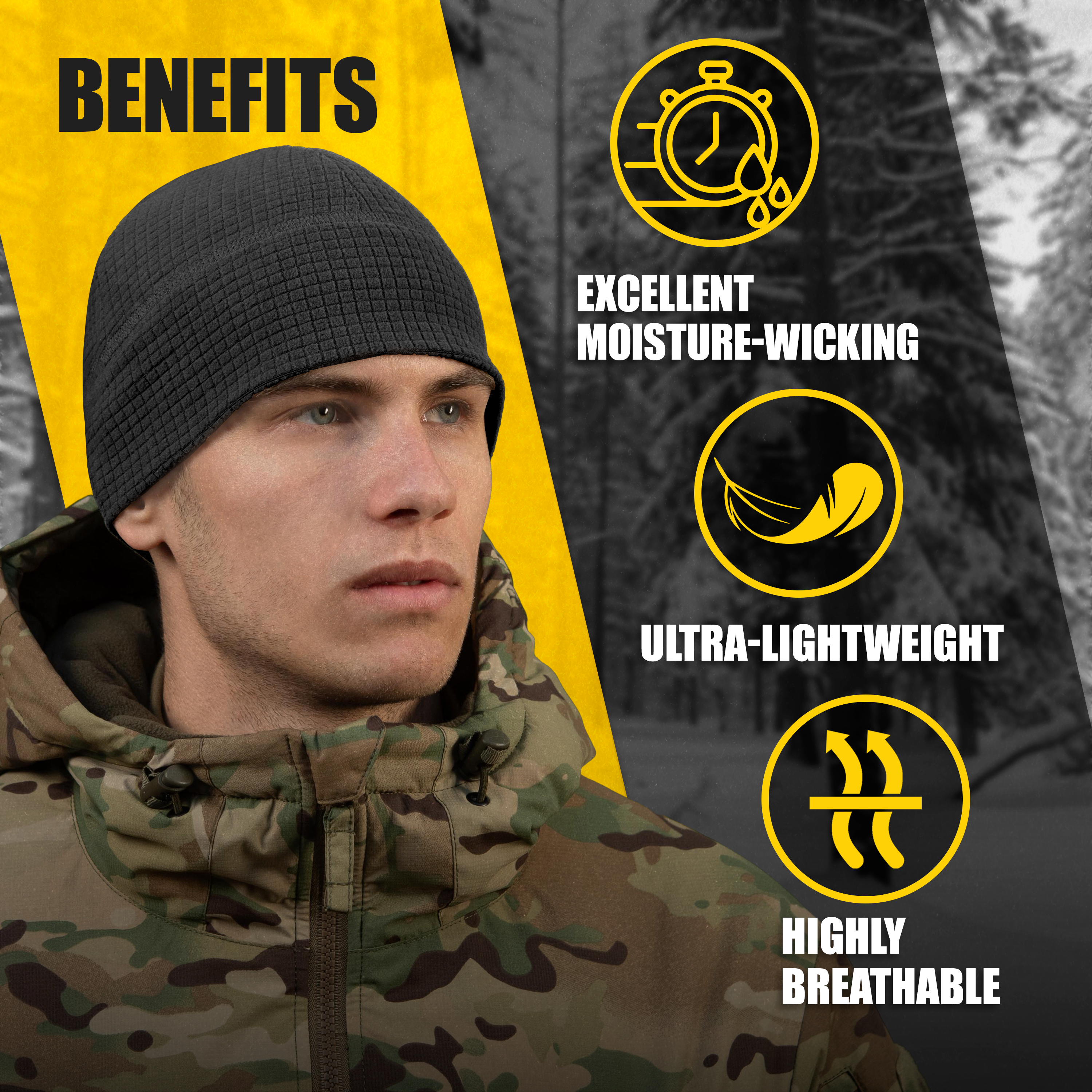 M-Tac Grid Fleece Beanie Breathable Hat Lightweight Scull Cap
