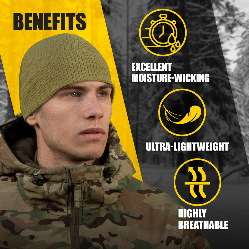 M-Tac Grid Fleece Beanie Breathable Hat Lightweight Scull Cap
