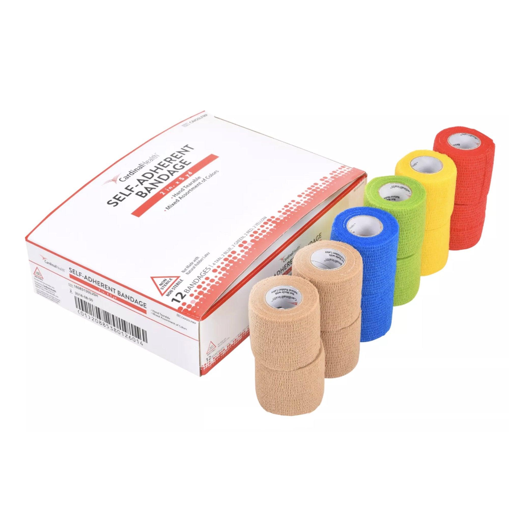 Cohesive Bandage Cardinal Health™ 2 Inch X 5 Yard Self-Adherent Closure Assorted Colors NonSterile Standard Compression CAH25LFMP