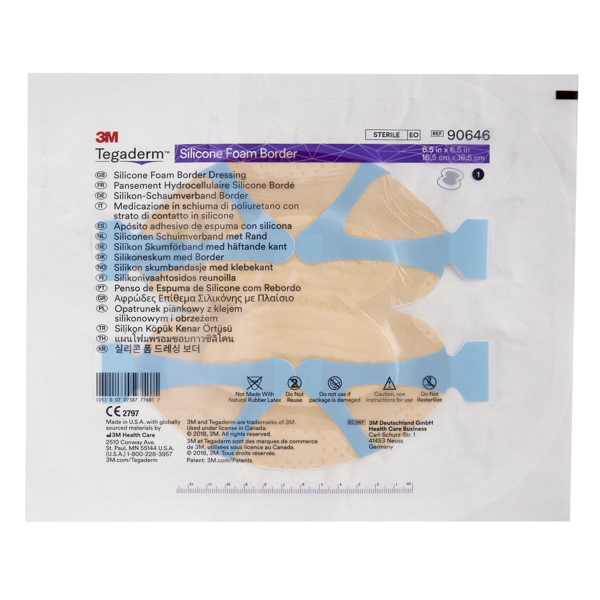 3M™ Tegaderm™ Silicone Foam Dressing, 6-1/2 x 6-1/2 Inch Heel / Contour 90646