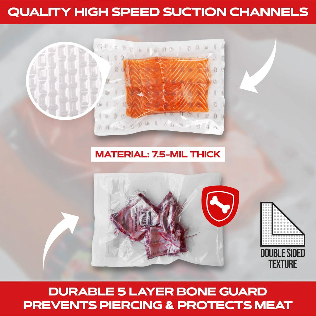 200 Count 11x16 Vacuum Sealer Bags - Textured on Both Sides, 7.5 Mil Thickness