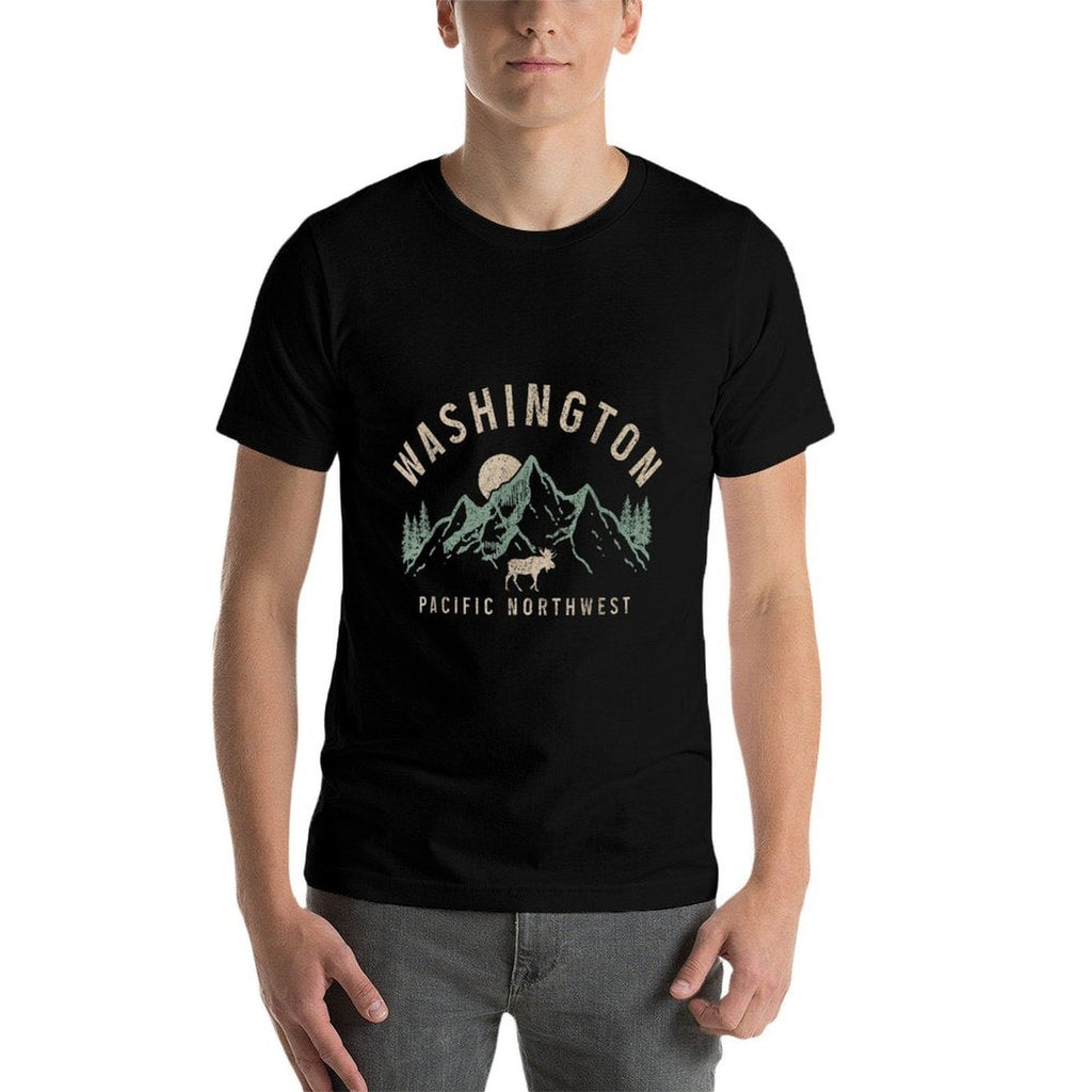 Washington PNW Moose Pacific Northwest Souvenir Pride  Cotton T-Shirt