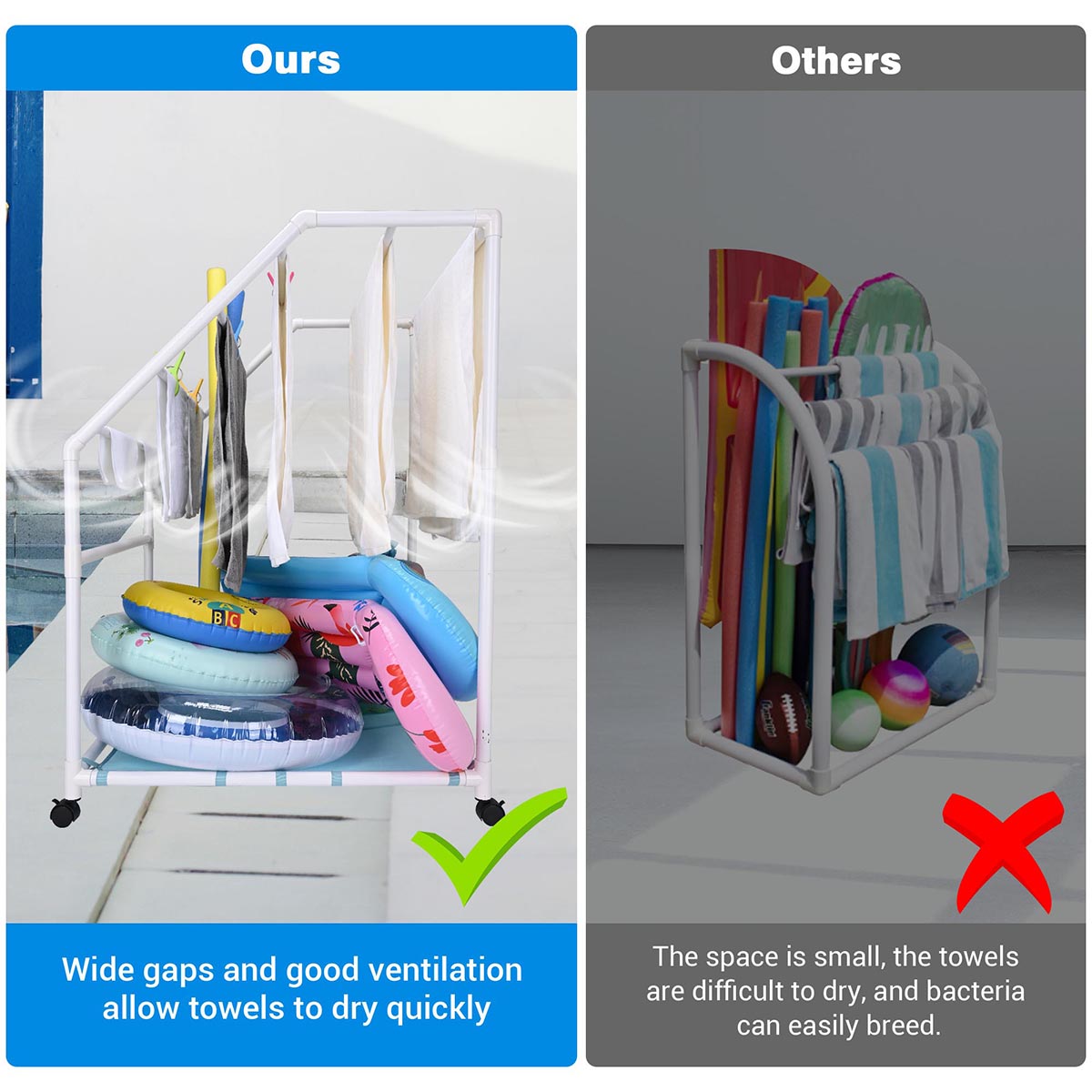 Yescom Pool Towel Rack Hot Tub PVC Drying Rack