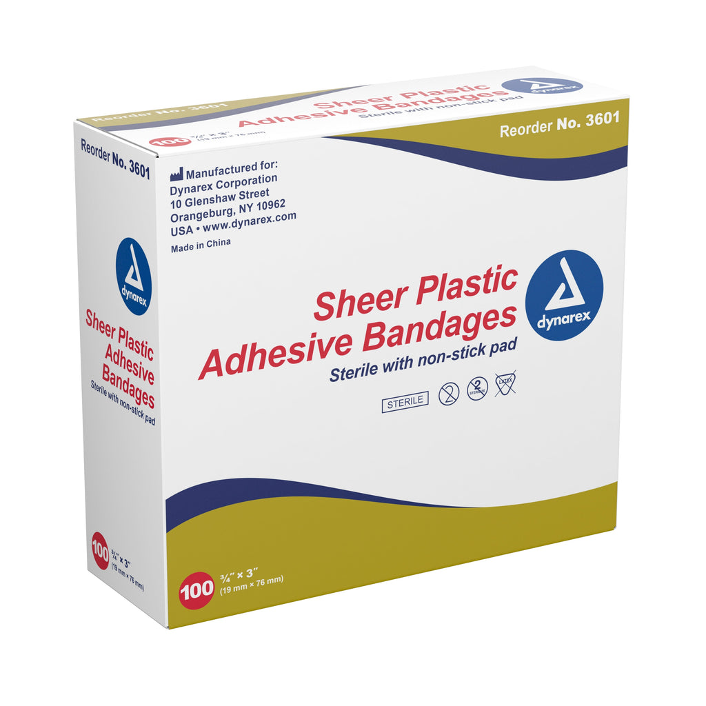 dynarex® Tan Sheer Adhesive Strip, ¾ x 3 Inch 3601