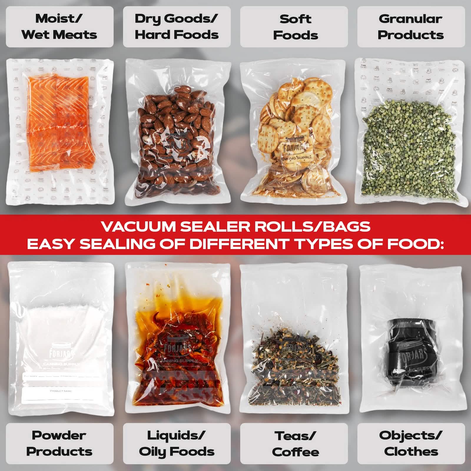 200 Count 11x16 Vacuum Sealer Bags - Textured on Both Sides, 7.5 Mil Thickness