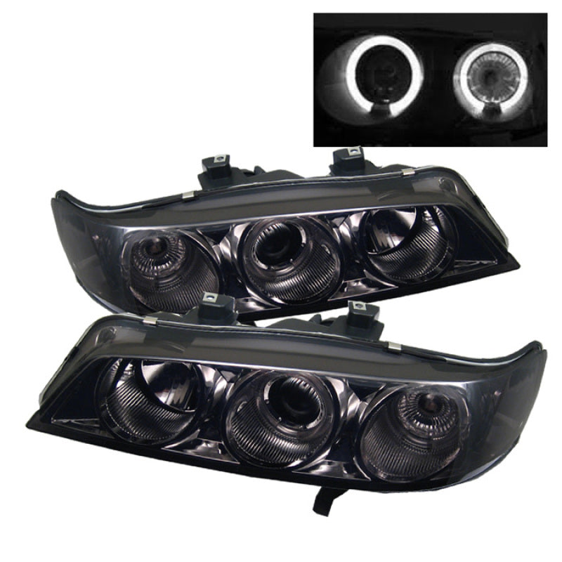 SPYDER Honda Accord 94-97 1PC Projector Headlights LED Halo Amber Reflctr Smke PRO-YD-HA94-AM-SMC 5010711