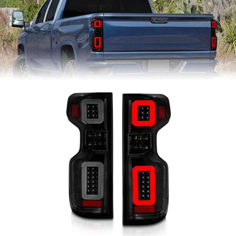 ANZO 19-21 Chevy Silverado Work TruckFull LED Tailights Black Housing Smoke Lens G2 (w/C Light Bars) 311418