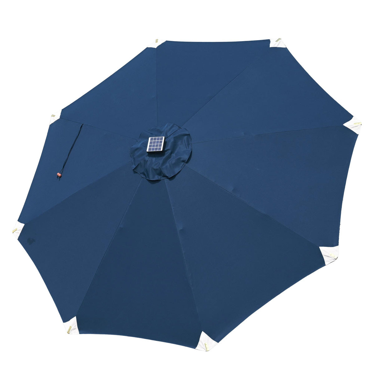 LAGarden 9ft Boho Patio Wood Market Umbrella with Lights